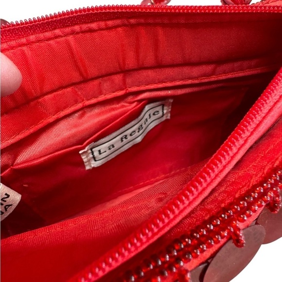 Vintage Y2K Mini Ruby Red Embellished Sequin Beaded La Regale Purse Handbag - Picture 4 of 9